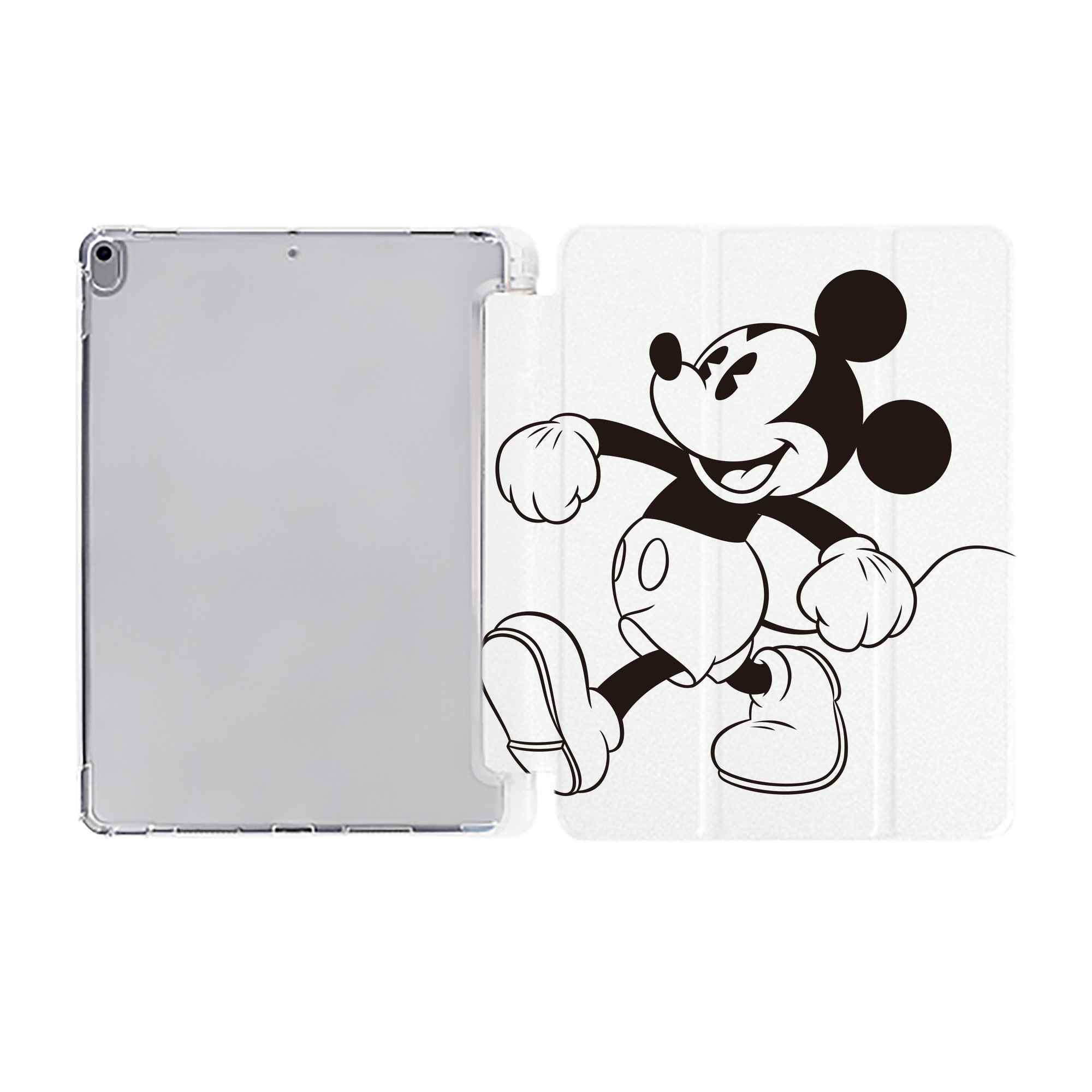（画像用） ミッキーマウス Mickey Mouse IPad ケース ペン収納付き 三つ折りスタンド PUレザー×シリコン 対応機種9.5/10.5/10.9インチ